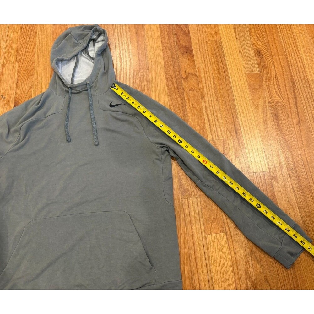 NIKE Hoodie Men's Large Dri Fit Performance Pullover Sweatshirt Gray Drawstring - Picture 7 of 11